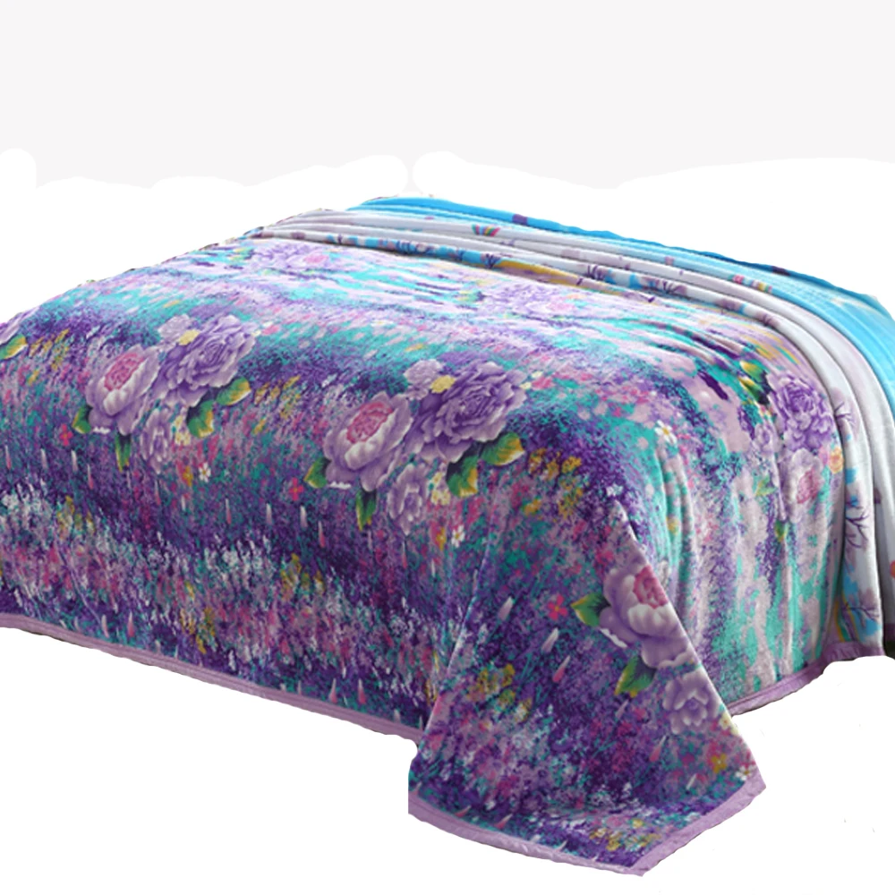 180x200cm For 1.5m Bed Floral Printed Coral Fleece Blanket ...