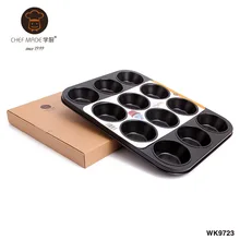 Chefmade WK9723 12-tassen nonstick muffin pan, Professionelle kohlenstoffstahl