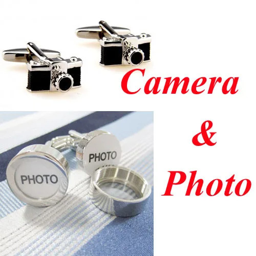 2 Designs Camera Photo Cufflink Cuff Link Free Shipping-in