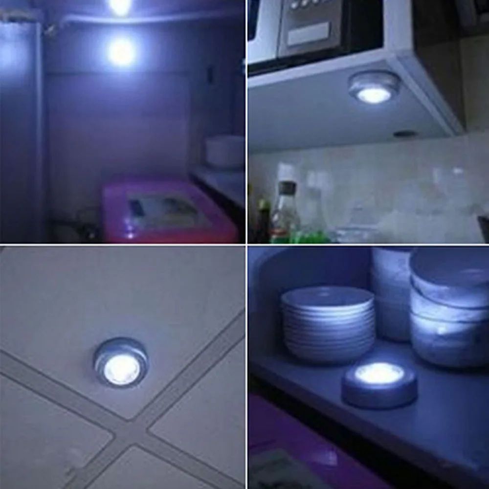 Аварийный мини-настенный светильник для автомобиля, кухонного шкафа, шкафа, автомобиля, 3 светодиодный беспроводной сенсорный светильник, настенные лампы