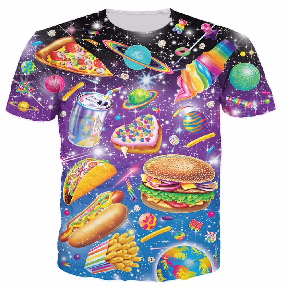 

YX Girl 2018 Venom Deadpool/Lisa Frank Junk Food/Pizza Unisex T shirt Short Sleeve For Women Men 3d Printed Tees Tops