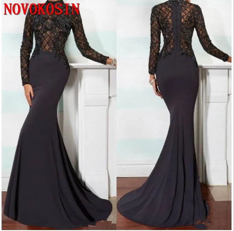 Женское вечернее платье-русалка элегантное черное кружевное платье для матери
