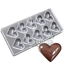 10 полостей в форме сердца с английским словом любовь ПК поликарбонатовый для шоколада форма помадки конфеты форма для пудинга, желе пекарни