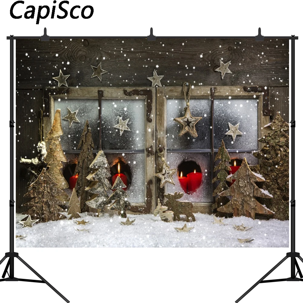 Capisco photography backdrop Christmas Photo Wooden wall Backgrounds Candle snowflake Photography studio | Электроника