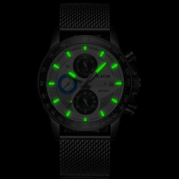 

LIGE New Mens Watches Male Fashion Top Brand Luxury Stainless Steel Blue Quartz Watch Men Casual Sport Waterproof Watch Relogio