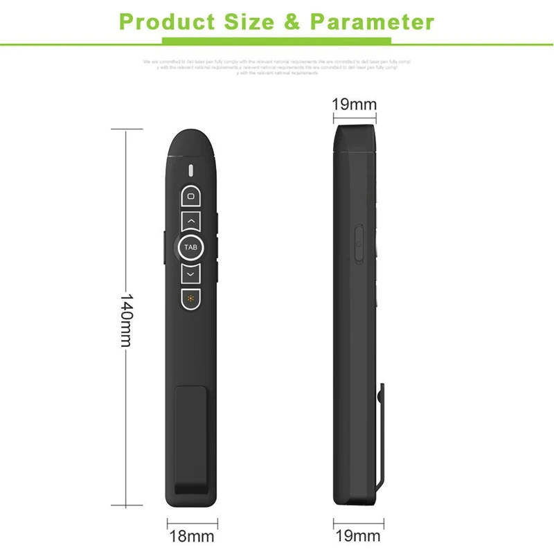 T5 2.4G Wireless Ppt Demonstrator Sliding Advancer Page Turning Powerpoint Demo Clicker Remote Control Black Plastic