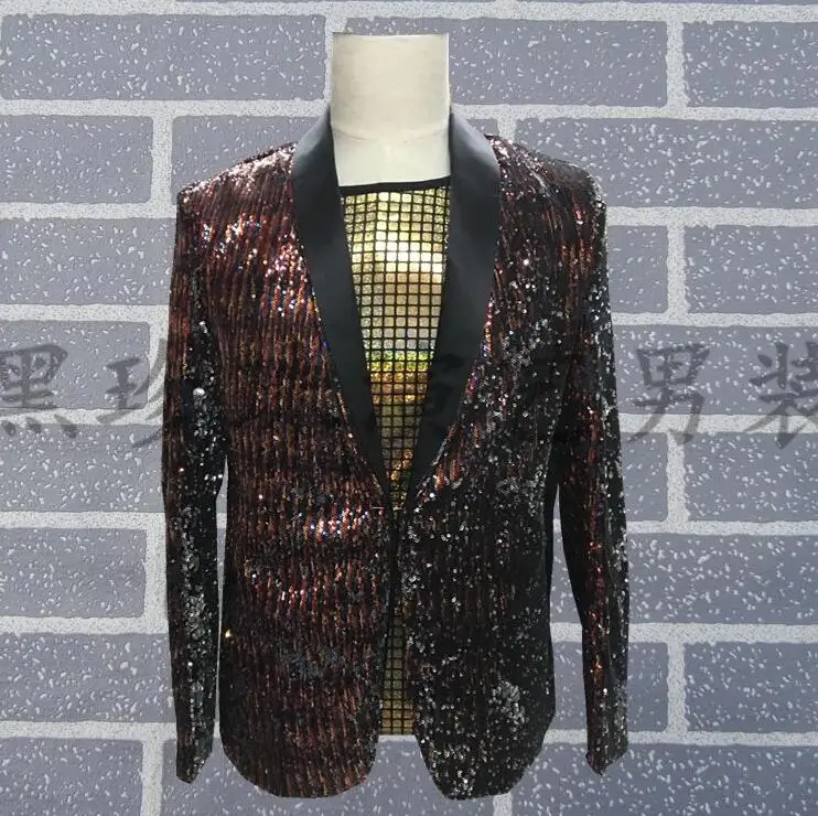 Rock Men Suits Designs Homme Terno Stage Costumes For Singers Men Sequin Blazer Dance Clothes