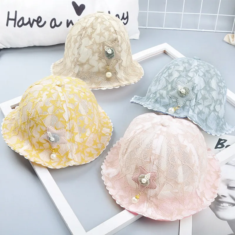 

Baby Summer Hat Lace Breathable Cap Kids Girls Bucket Sun Hat Toddler Child Summer Caps 2-4 Years Old Kids Accessories