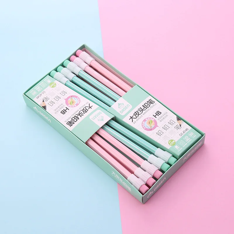 

20pcs/set Pink Green HB Hexagon Pencils with Eraser Top Safe Non-toxic Writing Sketching Kids Pencils Stationery School Supplies