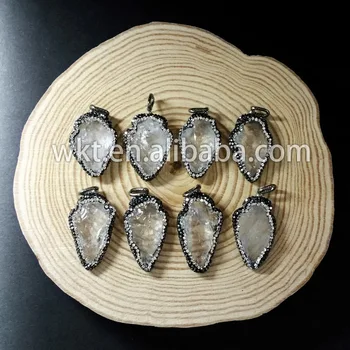 

WT-NP115 Wholesale Lovely tiny raw cryatal quartz arrow pendant hand carved crystal quartz arrowhead pendant