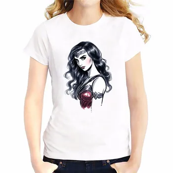 

New arrival Wonder Woman Superman t shirt women fashion white movie tshirt summer top hipster cool Short Sleeve tee for girls