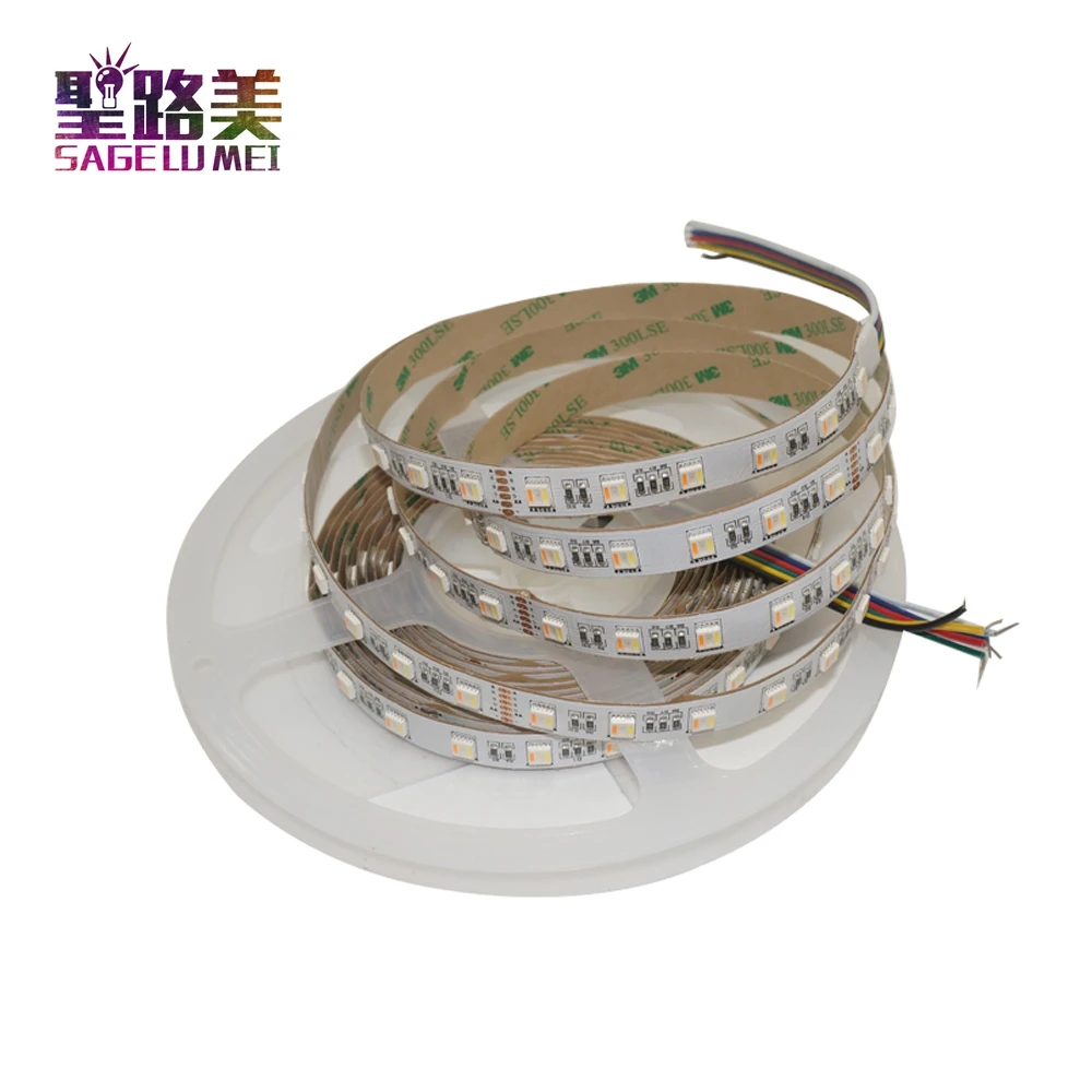 cheap 5 in 1 chip RGB+CCT LED Strip Light 60leds m 24 volt 12mm width PCB CW+RGB+WW led flexible strip tape ribbon DC12V 24V 5050