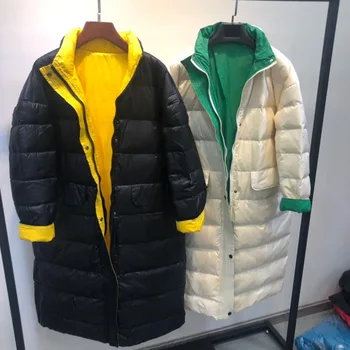 

2019 new hooded white duck down padded long down jacket women