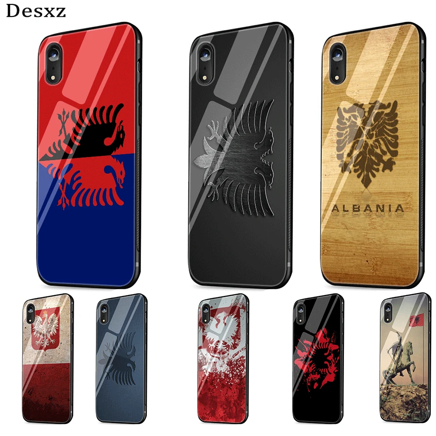

Desxz Albania flag Black soft Rubber shell TPU Case For iPhone XR X XS Max 5 5s 6 6s 7 8 Plus Cover Protection