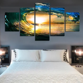 

Fallout Wall Art 5 Piece(no Frame) Sunset Sea Home Wall Decor Canvas Picture Art Hd Print Painting On For Living Room