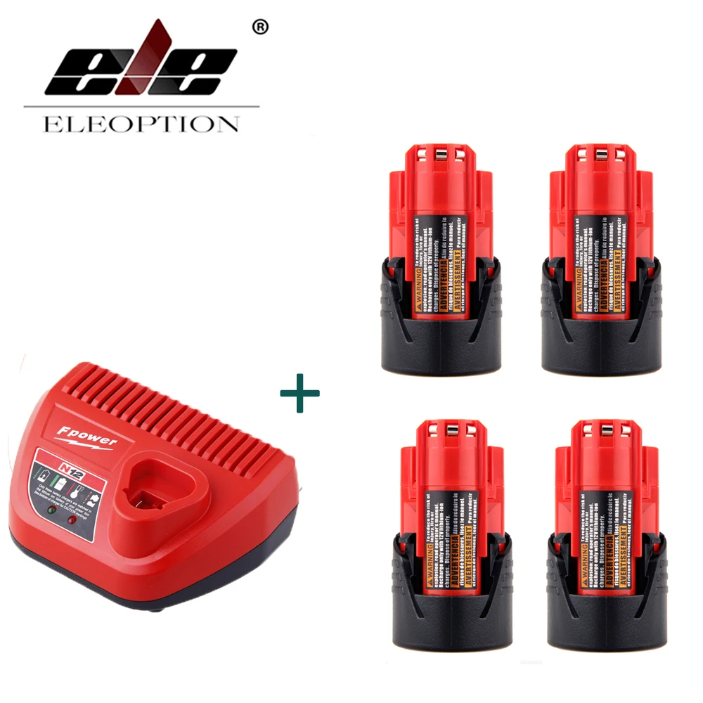 4PCS Power Tool Battery For Milwaukee M12 48-11-2401 2510-20 48-59-1812 12V 2000mAh Li-ion Rechargeable Battery + Charger 4PCS Power Tool Battery For Milwaukee M12 48-11-2401 2510-20 48-59-1812 12V 2000mAh Li-ion Rechargeable Battery + Charger