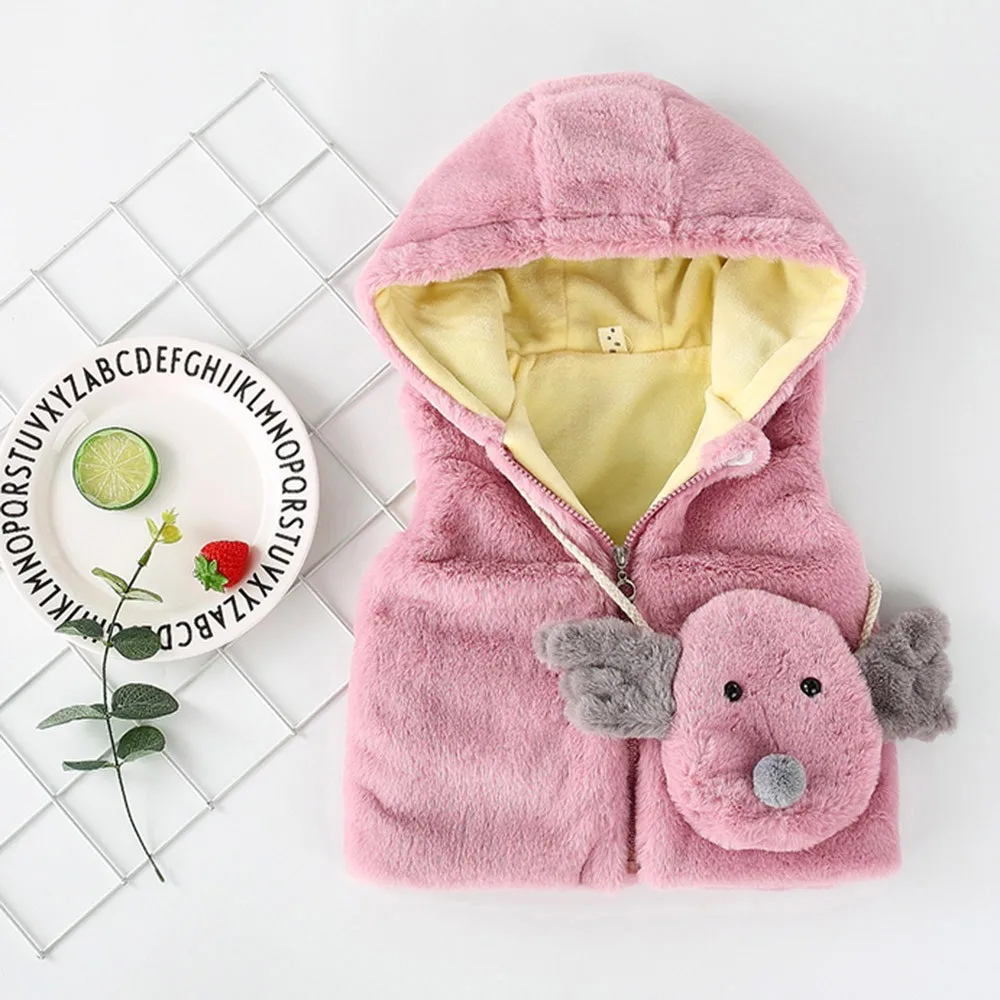 Куртка для новорожденных мальчиков и девочек, жилет, зимняя теплая одежда, пальто+ сумка с рисунком