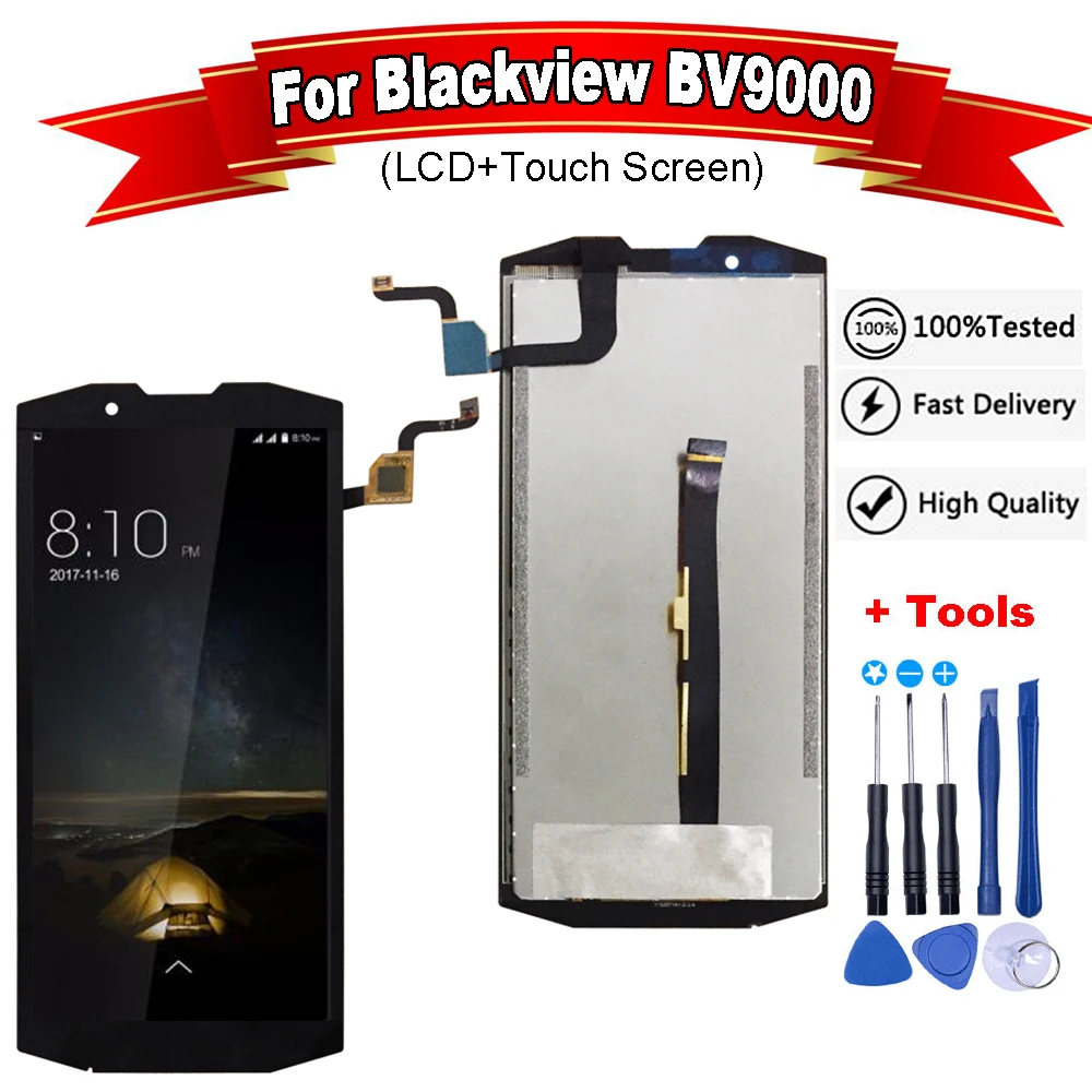 

5.7"inch For Blackview BV9000 LCD Display+Touch Screen With Frame Tested Digitizer Glass Panel For bv9000 pro lcd+Tools