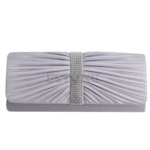 Новая мода женские элегантные Плиссированное атласное горный хрусталь модные клатчи Сумки вечерняя сумка