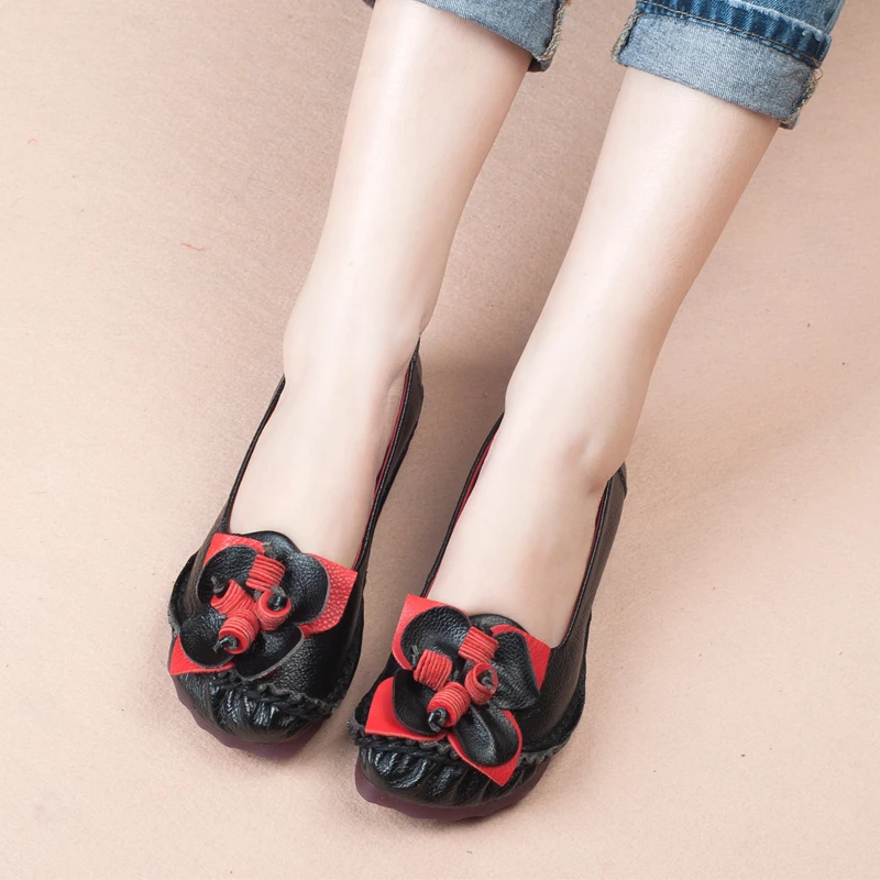 

RUSHIMAN 2018 Handmade shoes for women are made of flat leather for women BLACK shoes SIZE 35-41