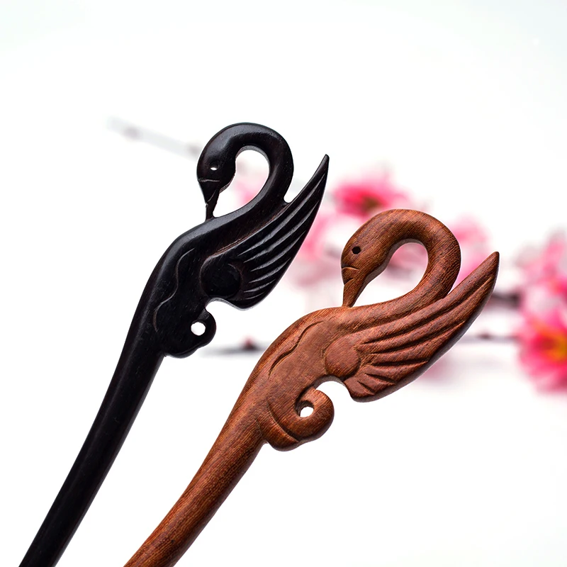 

Classic Swan Birdie Hollow Sandalwood Handmade Luxurious Hair stick Hairpin Headwear Women jewelry Gift for Ethnic women