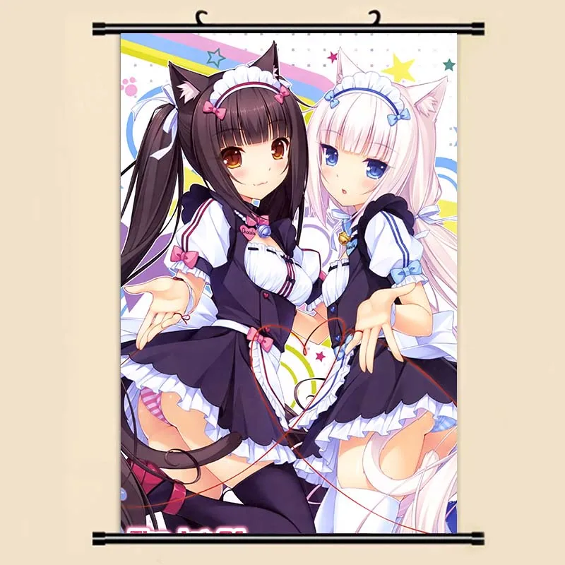 Аниме Манга Neko Para chocola и ванильный настенный свиток картина 40x60 обои наклейки