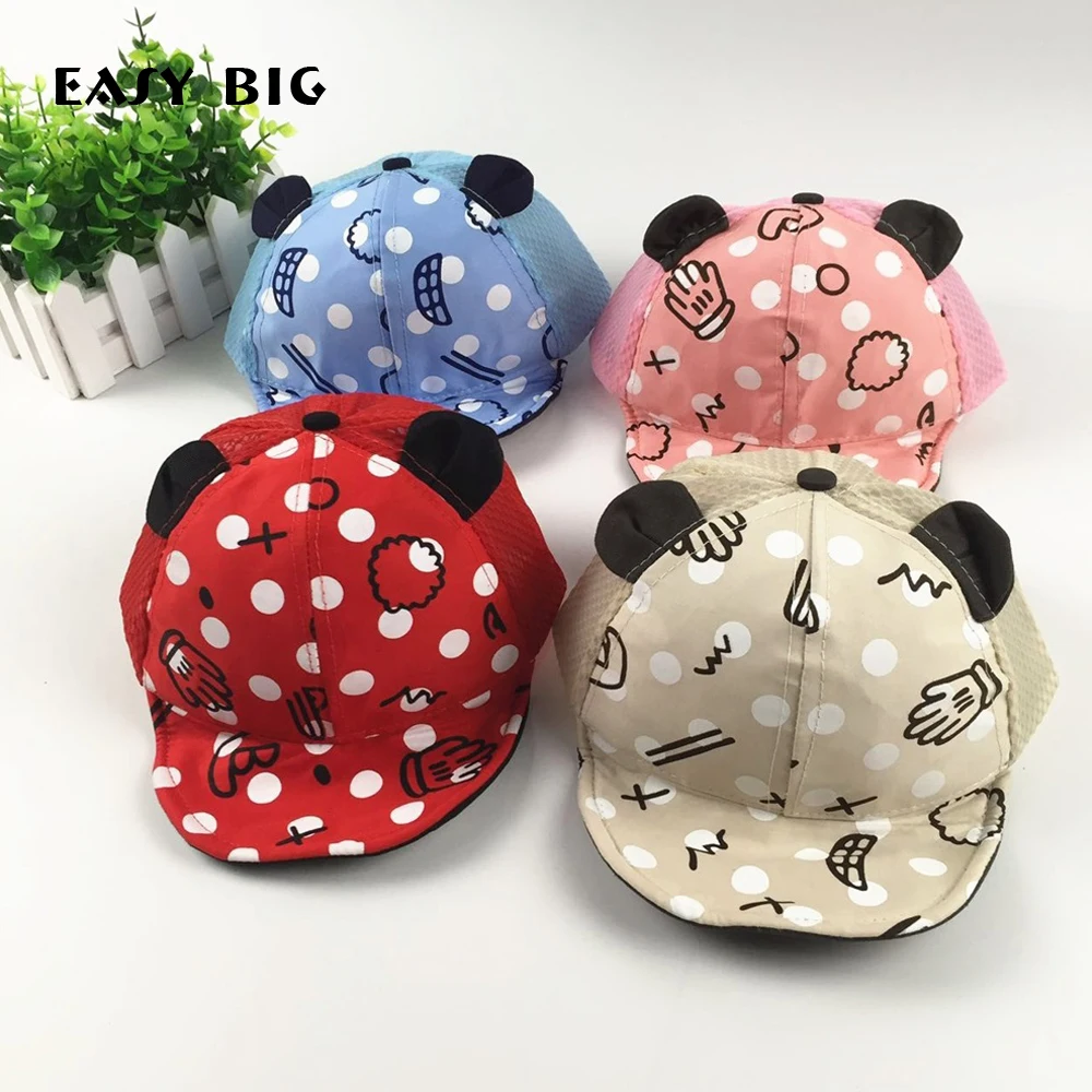 EASY BIG 4 12 Months Summer Baby Hats Cotton Children Fitted Caps Girls