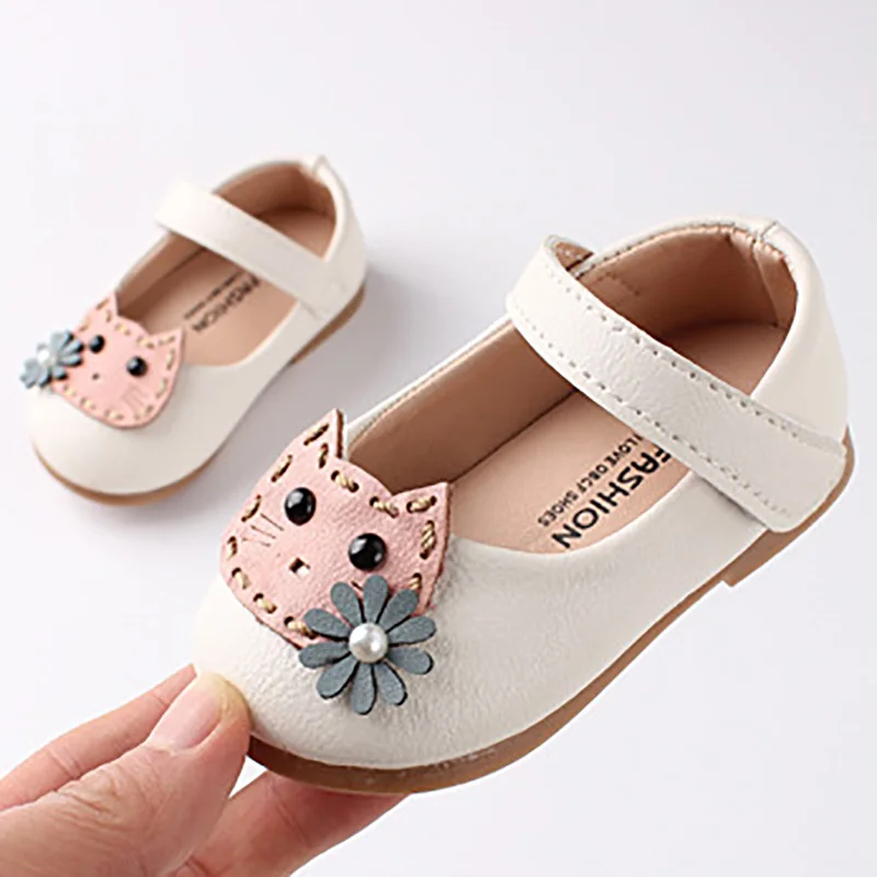 

Cute Newborn Baby Girls Cartoon Cat Shoes Bebe First Walkers Princess Heart-Shaped Crib Flat Anti Slip Bow Shoes 6-30M