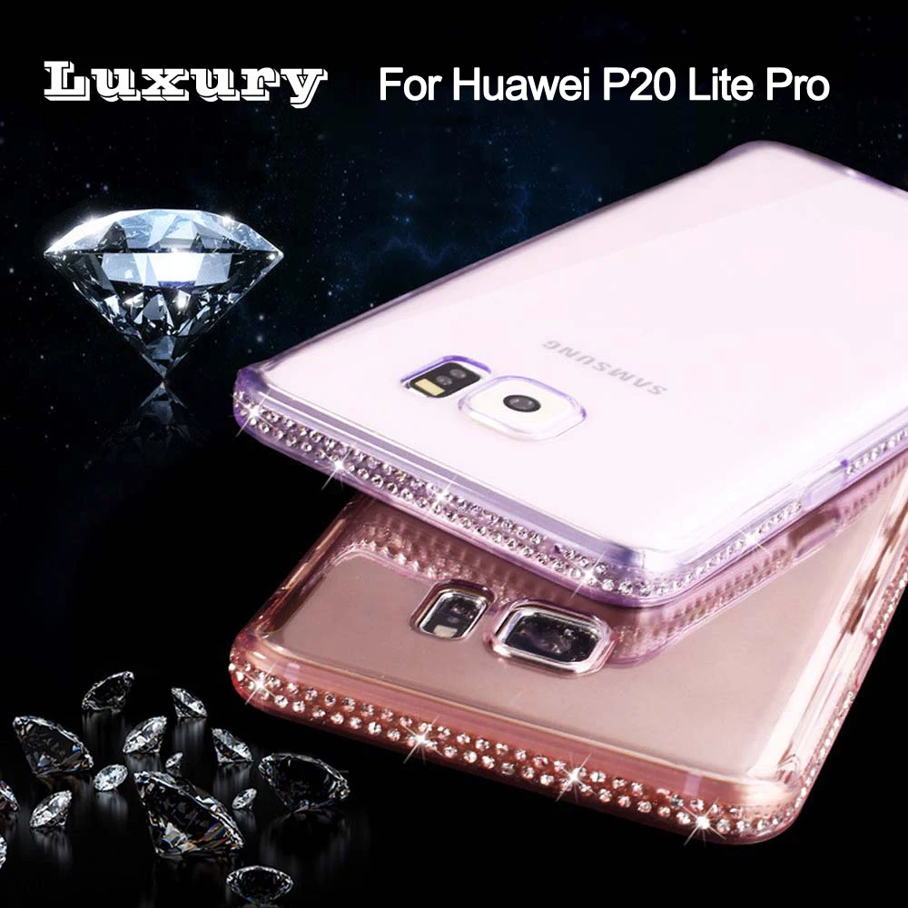 Чехол для телефона Huawei P20 Lite Pro TPU со стразами прозрачный мягкий чехол силиконовый