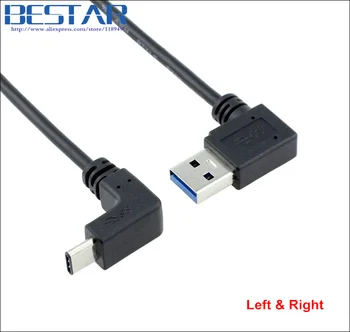 

5Gbp/s 270 Degree elbow design USB 3.1 USB-C Type C to USB 3.0 Left & Right Angled Cable 1m 3ft Type-c Fast Sync Charge cables