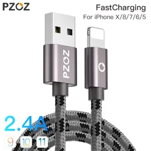 PZOZ USB кабель для apple iphone Xs MAX 6 plus 7 6s X 5 se ipad mini USB кабель передачи данных для быстрой зарядки шнур 8 Pin Кабели для мобильных телефонов