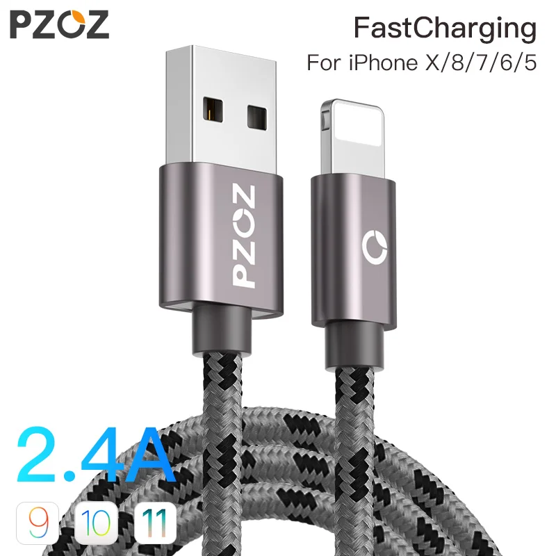 PZOZ USB Cable for apple iphone Xs MAX 6 plus 7 6s X 5 se ipad mini USB Fast Charging Data Cable cord 8 Pin mobile phone cables PZOZ USB Cable for apple iphone Xs MAX 6 plus 7 6s X 5 se ipad mini USB Fast Charging Data Cable cord 8 Pin mobile phone cables