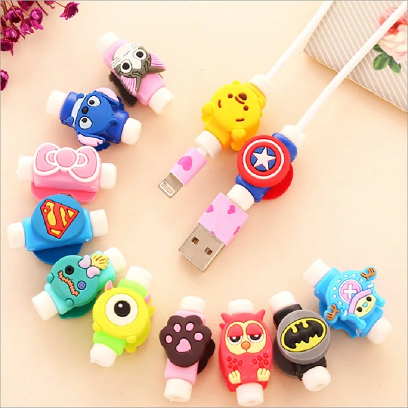 Mignon de Bande Dessinee кабель защитный кабель USB кабель Enrouleur Pour IPhone 5 5S 6 6 s 7 7 s plus Кабель протегер точка dev