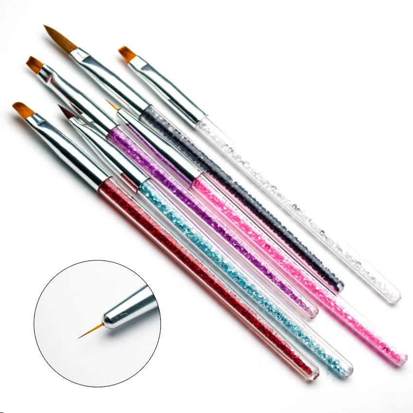6 Styles Manicure Nail Art Acrylic Brushes for Nail Design Rhinestone