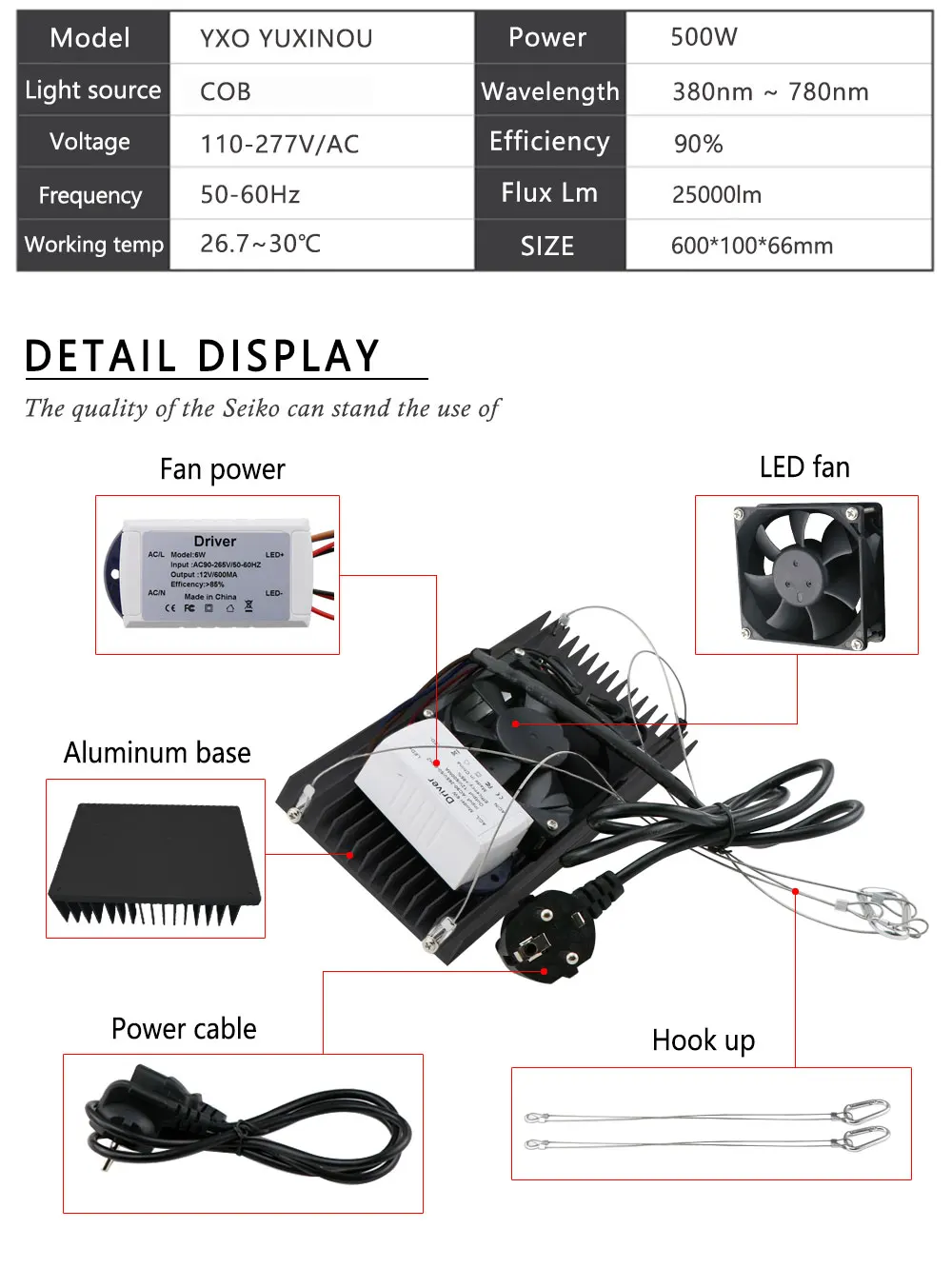 100 W 200 W 300 W 400 W 500 W СИД растет свет 300 Вт полный спектр для внутреннего парник, теплица для выращивания растений с/х Светодиодная лампа для