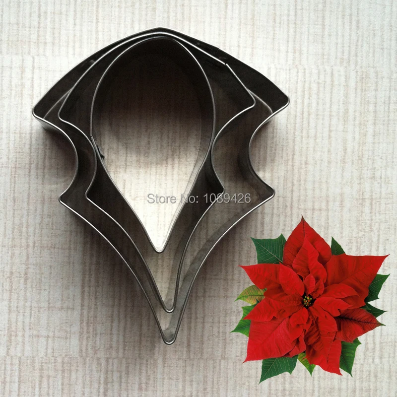 

3 pcs/set Poinsettia Sugarcraft Cutters Set, Stainless Steel Fondant Cake Cookie Cutters, Cake Decorating Tools