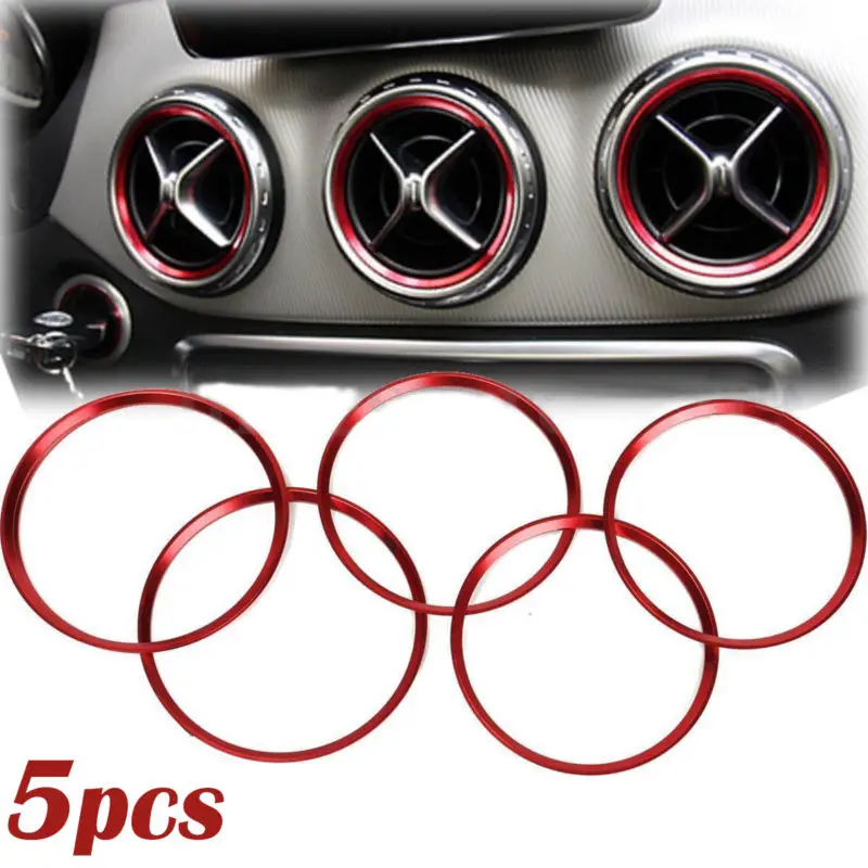 

5Pcs 5PCS Red Car Air Vent Outlet Ring Cover Trim Decoration For Mercedes Benz A/B/CLA/GLA Class 180 200 220 Car Style