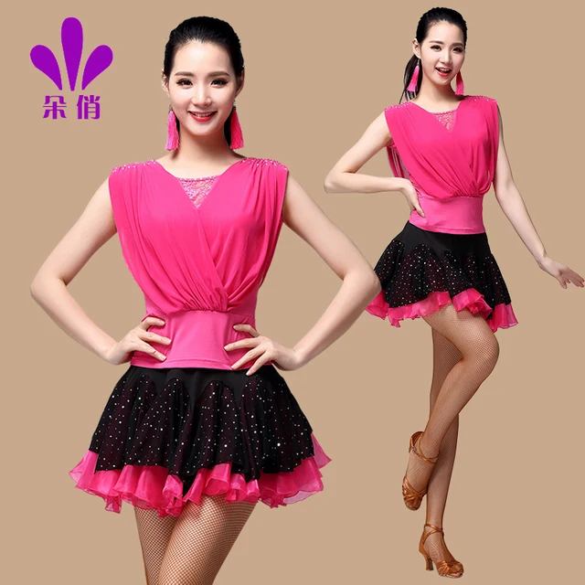 Lady Flower Square Dance Suit Plus Size Women Summer Dance Costume