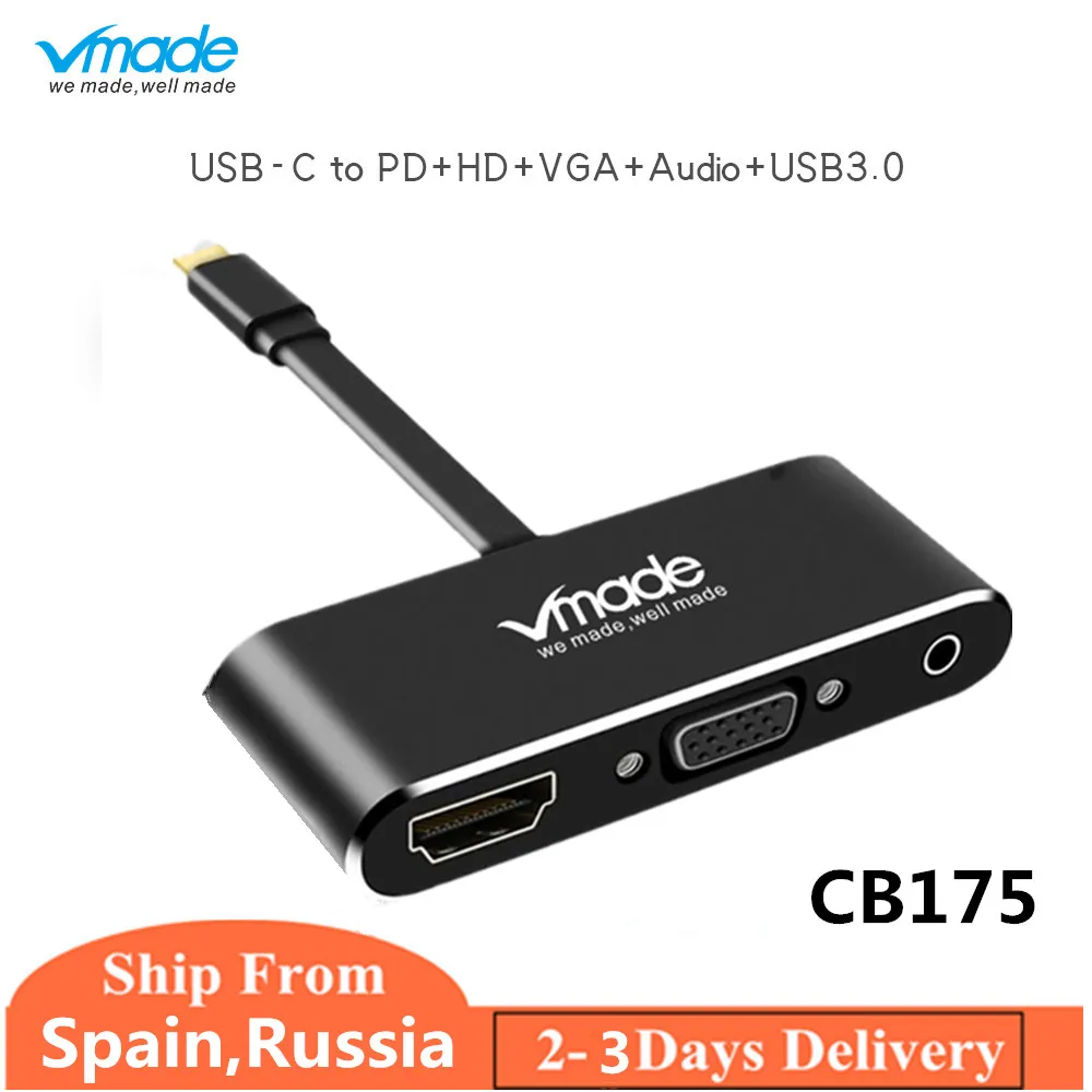 

Multi Ports USB C docking Station 5 in 1 Type C USB 3.0 HUB VGA + Audio adapter Converter for MacBook Samsung galaxy S9 Huawei
