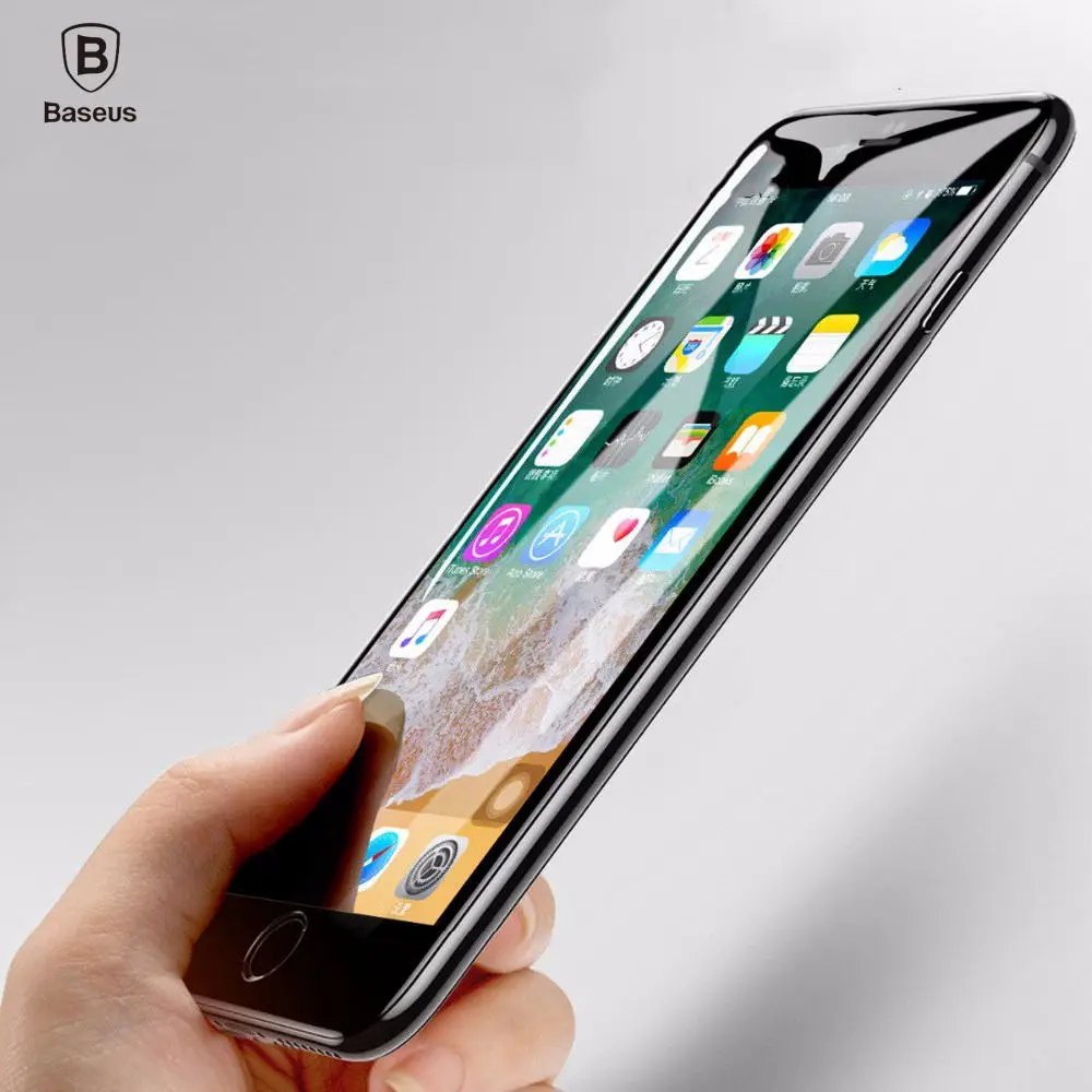 Koop BASEUS 0.3mm 9 H 7D Gehard Glas Voor iPhone X 8 7 Plus Rand Full Screen voor iPhone 8 7 Plus X Screen protector