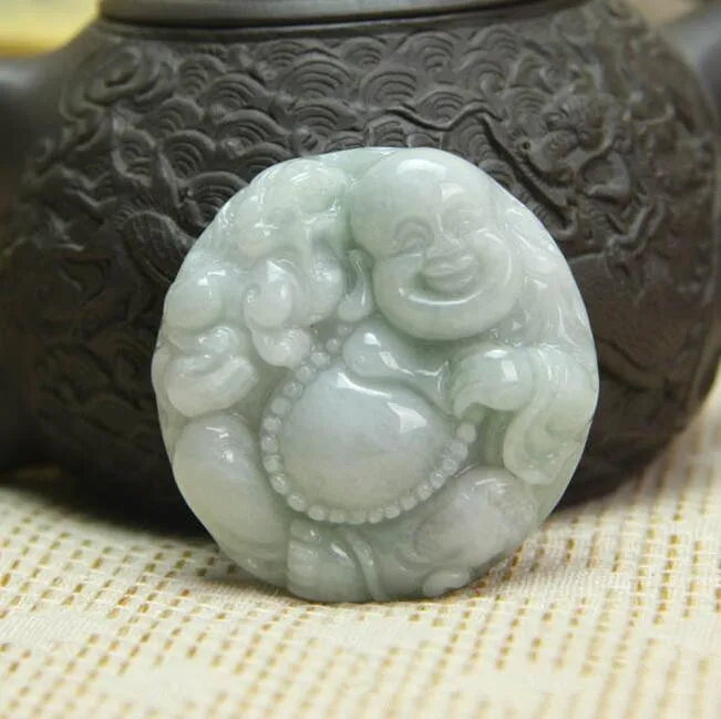 48*48 мм натуральный myanmar jadeite jade подвеска maitreya Смеющийся Будда PIXIU Будда колье с кулоном ведьмы для женщин и мужчин