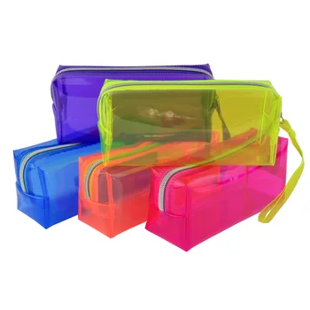 

Jelly Color Pencil Bag Zipper Transparent PVC Pen Bag High Capacity Stationery Organizer School Supplies Gift Pouch Pen Holder