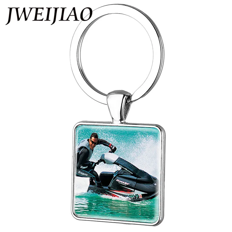

JWEIJIAO Water Sports Boat And Jet Ski Key Ring Keychain Man's Favorite Sport High Speed Speedboat Key Chain Jewelry FQ55