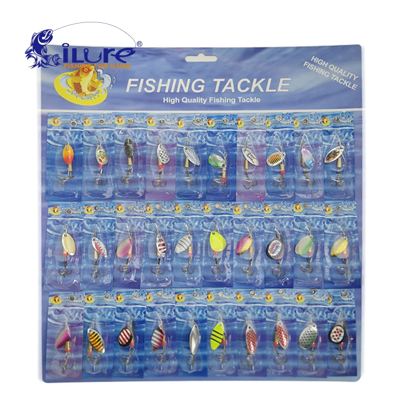 30 unids/set Pesca cebo metal cuchara kit cebo wobblers SPINNER cuchara señuelos Pesca tackle gancho agudo SPINNER crankbaits pesca