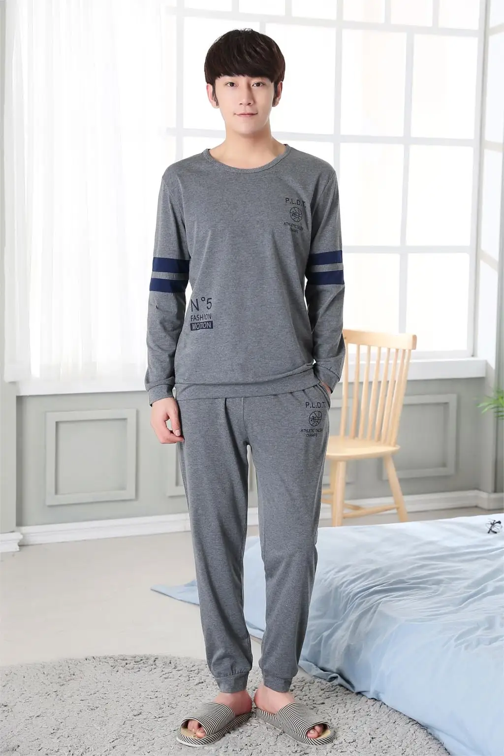 Yuzhenli Весна Для мужчин s Пижама Для мужчин пижамы хлопка Pijama Hombre мужские Пижамные наборы Домашняя одежда ночная рубашка+ брюки XXXL