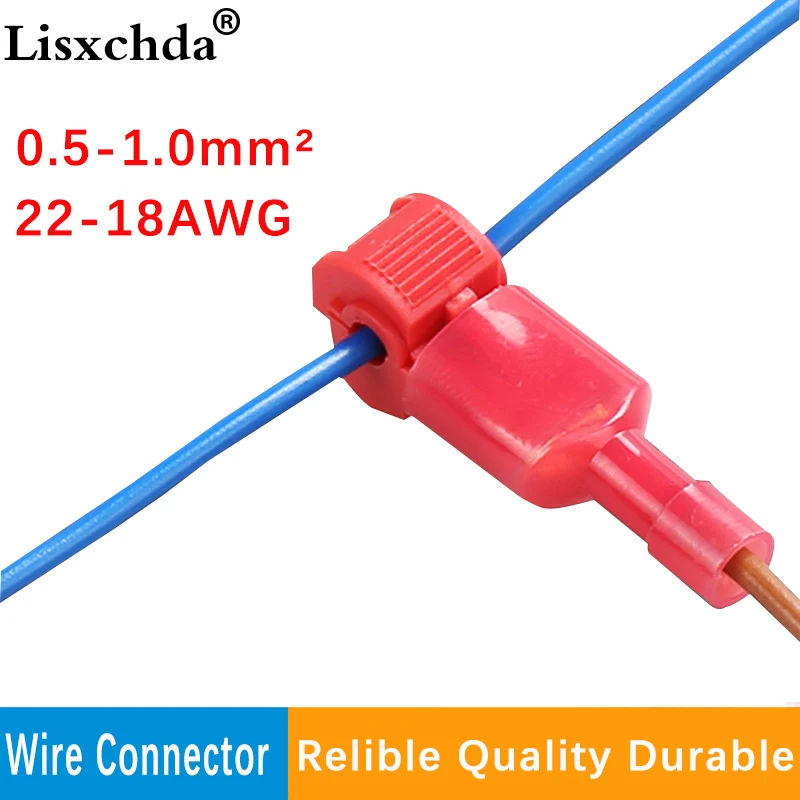 

60pcs T Shape 10A 22-18AWG Wire Cable Connectors Terminals Crimp Scotch Lock Quick Splice Electrical Car Audio Kit Tool