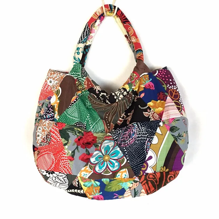 New Hippie Handmade Shoulder Tote Bag Boho Red Patchwork women  (1)