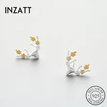 INZATT Мода Настоящее стерлингового серебра 925 маленький олень серьги Artsy животных для Для женщин вечерние свадебные аксессуары ювелирные подарок