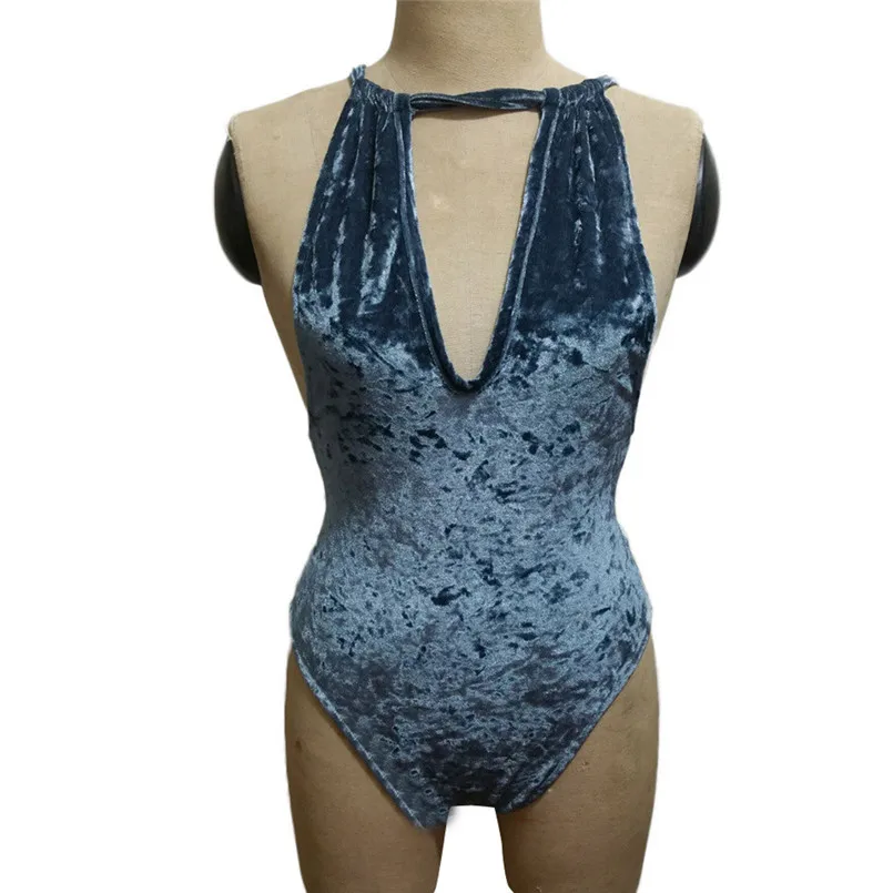  New Summer Women Sexy Velvet Camisole Solid Jumpsuit Backless Playsuit Bodysuits Lady Elegant Fashion  Playsuit Jumpsuit #4R07  (13)