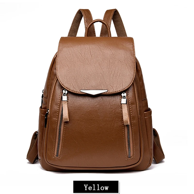  Casual Backpack Female Brand Leather Women's backpack Large Capacity School Bag for Girls Double Zi - 4000014211182